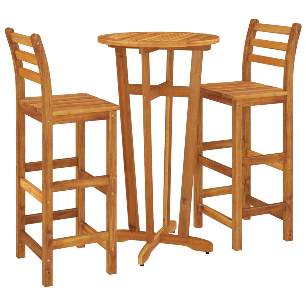 vidaXL 3 Piece Patio Bar Set Solid Wood Acacia