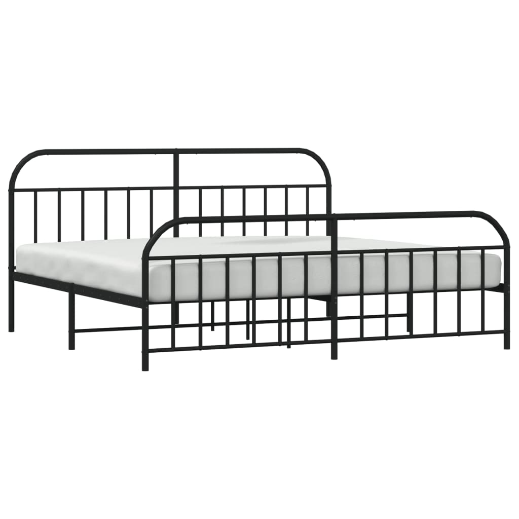 vidaXL Metal Bed Frame without Mattress with Footboard Black 76"x79.9"