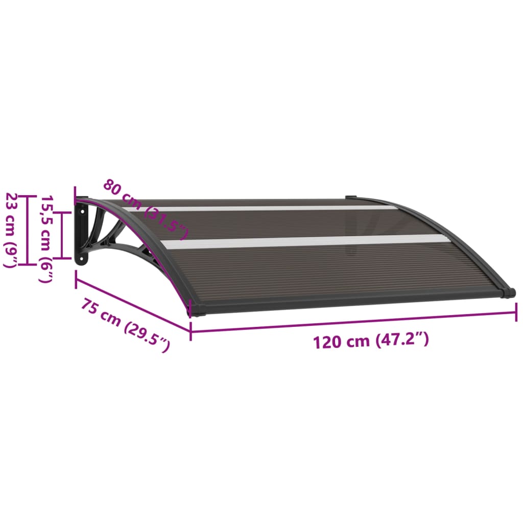 vidaXL Door Canopy Black 47.2"x29.5" PC