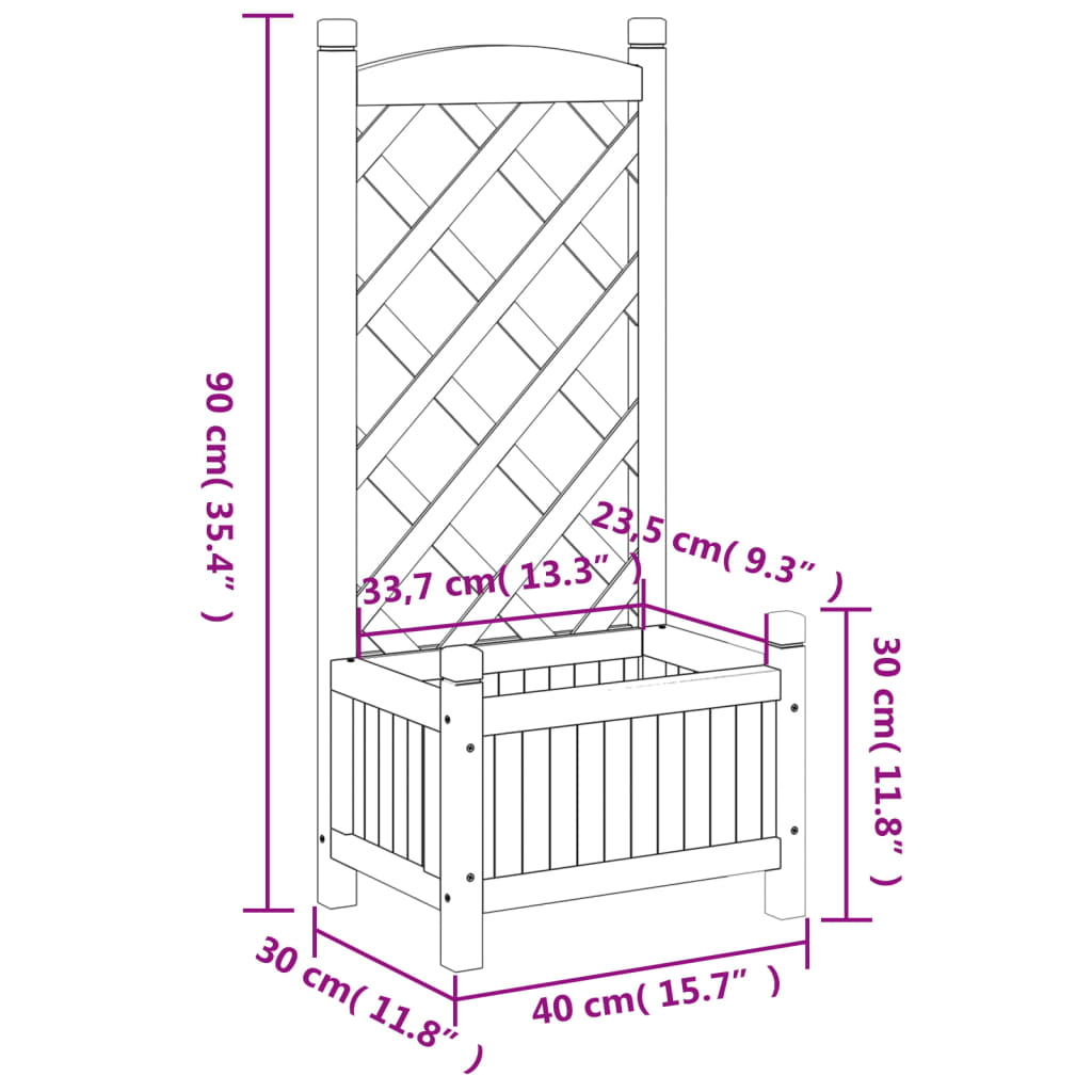 vidaXL Planter with Trellis Brown Solid Wood Fir