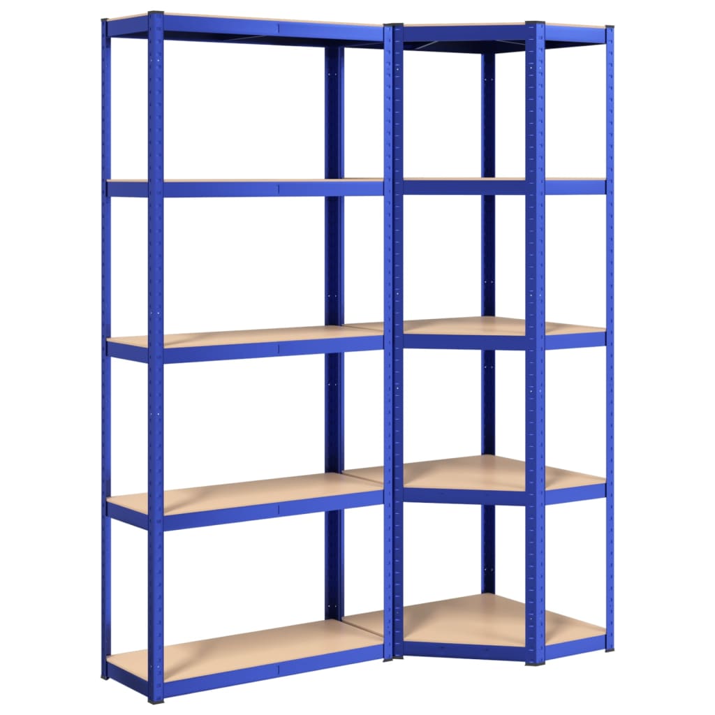 vidaXL 5-Layer Shelves 2 pcs Blue Steel&Engineered Wood