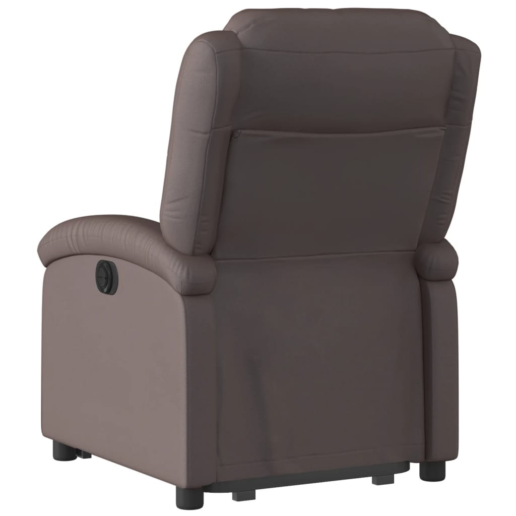 vidaXL Stand up Recliner Chair Dark Brown Real Leather