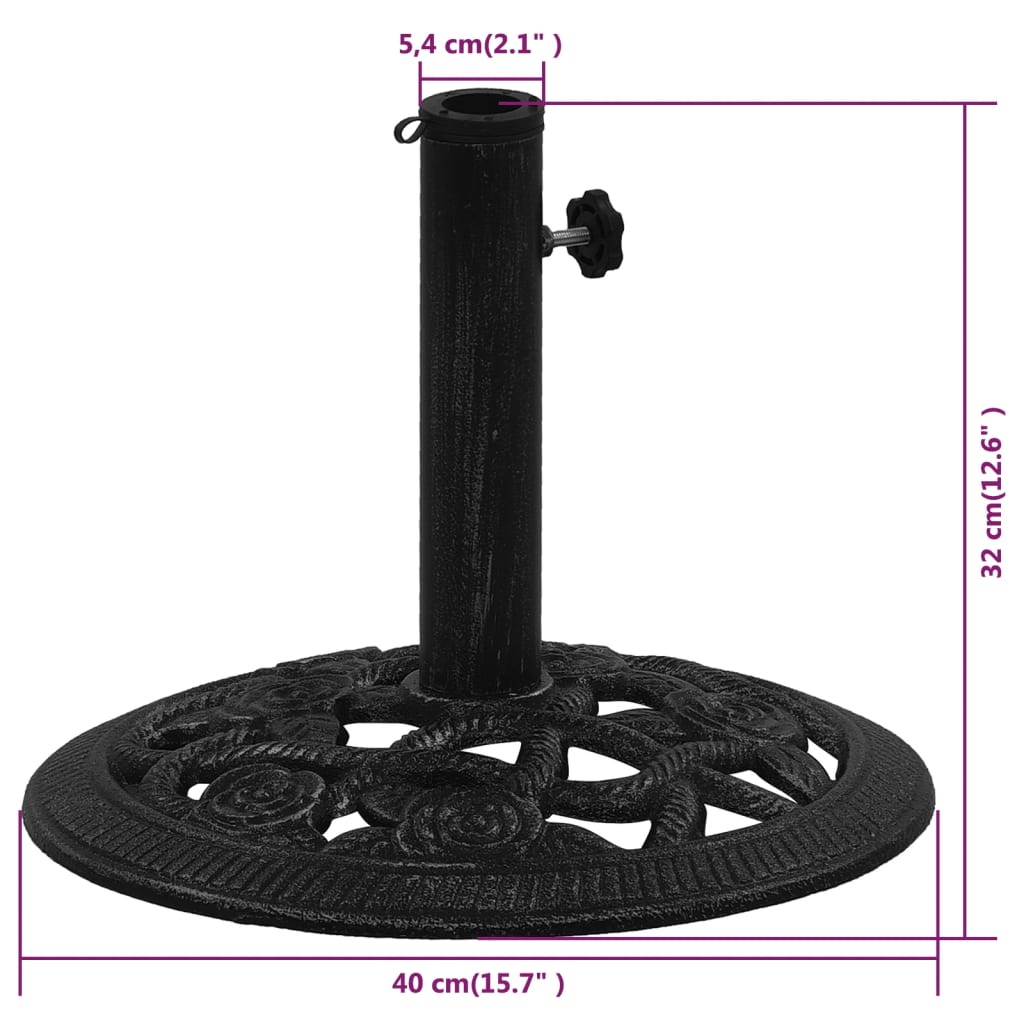 vidaXL Umbrella Base Black 15.7"x15.7"x12.6" Cast Iron