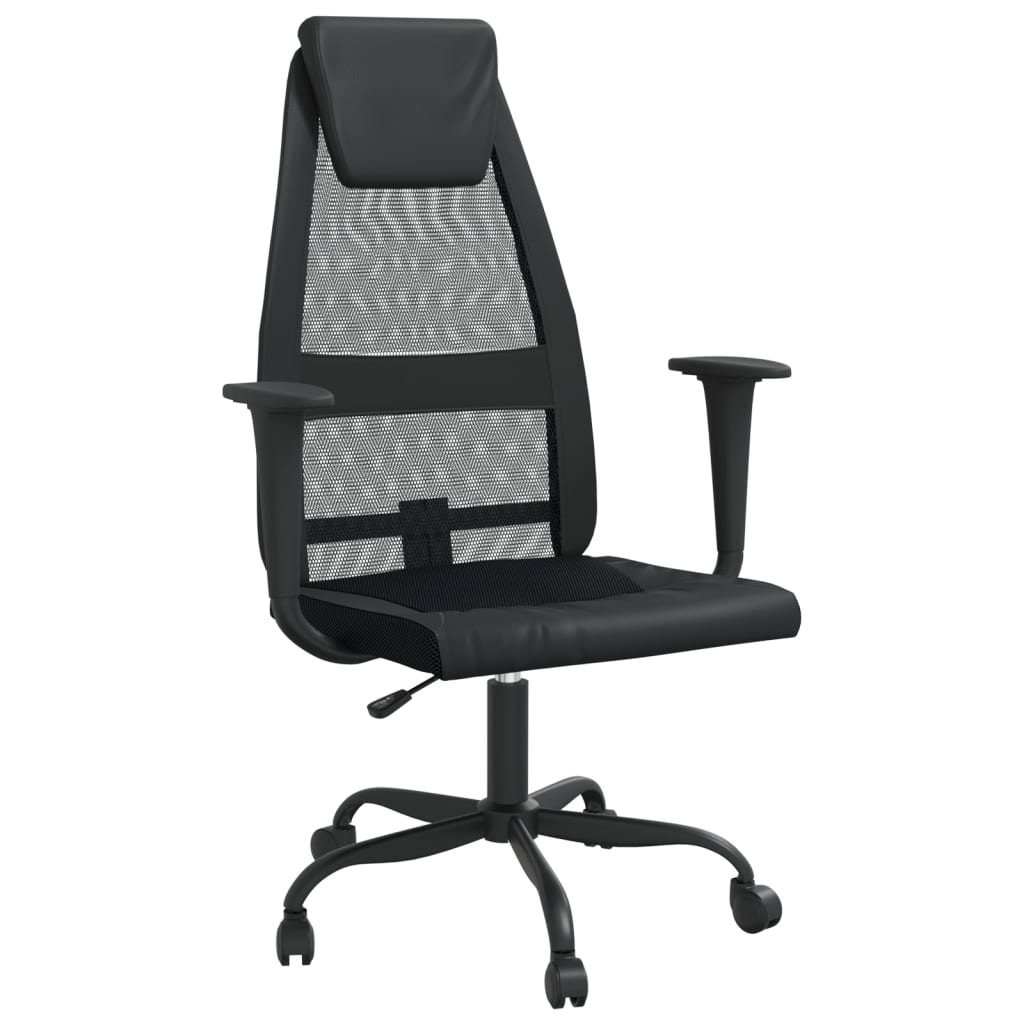 vidaXL Office Chair Black Mesh Fabric and Faux Leather