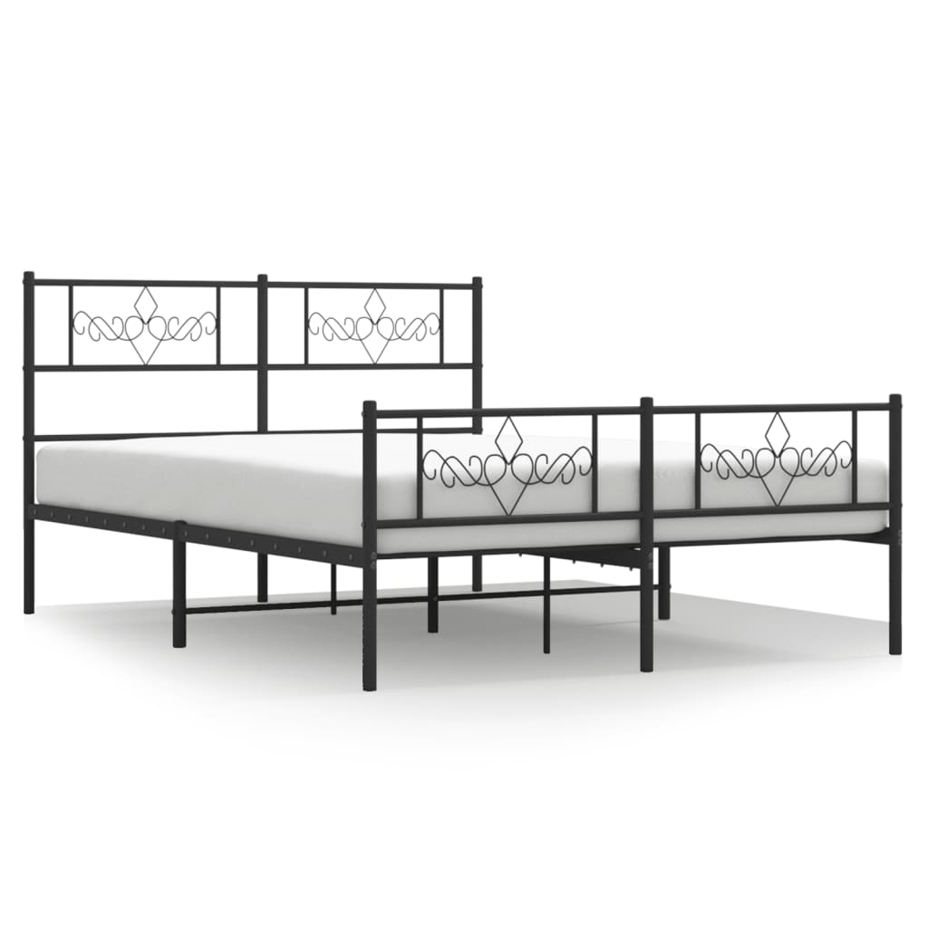 vidaXL Metal Bed Frame without Mattress with Footboard Black 59.1"x78.7"