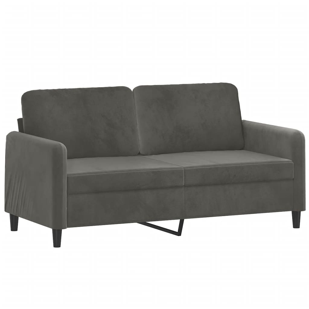 vidaXL 2-Seater Sofa with Pillows&Cushions Dark Gray 55.1" Velvet