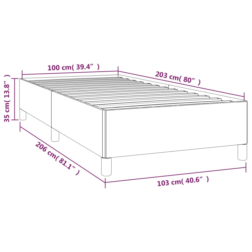 vidaXL Bed Frame White 39.4"x79.9" Twin XL Faux Leather