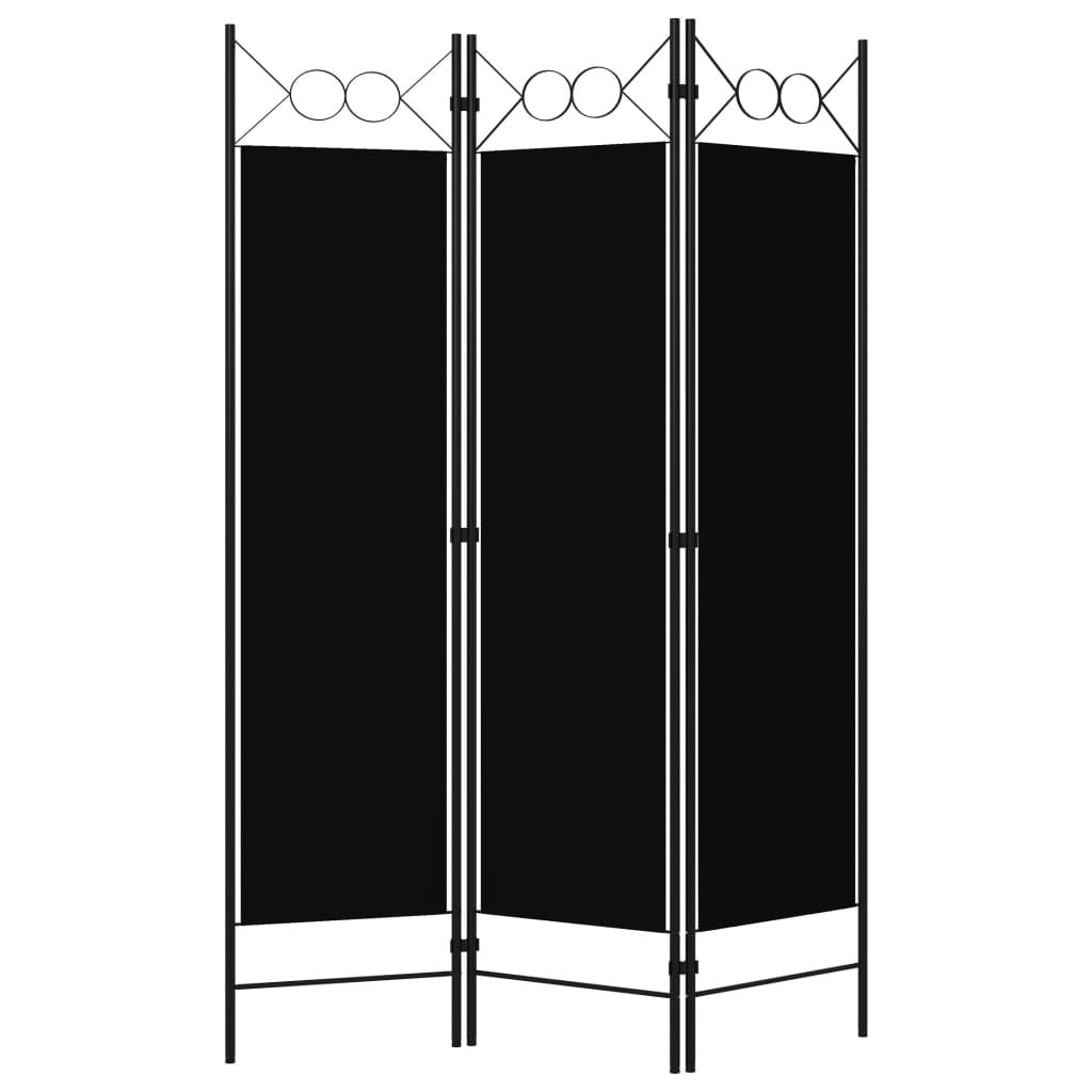 vidaXL 3-Panel Room Divider Black 47.2"x70.9"