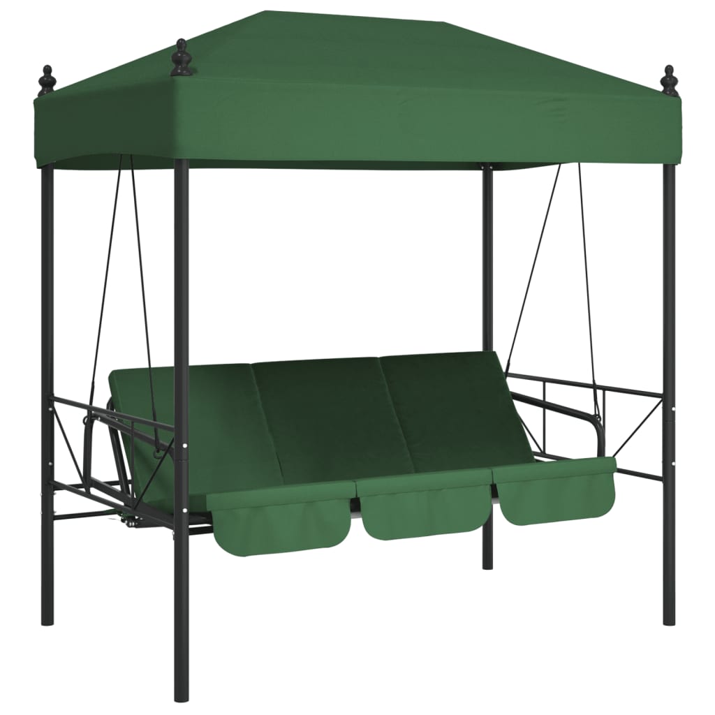 vidaXL Patio Swing Bench with Canopy Green Steel