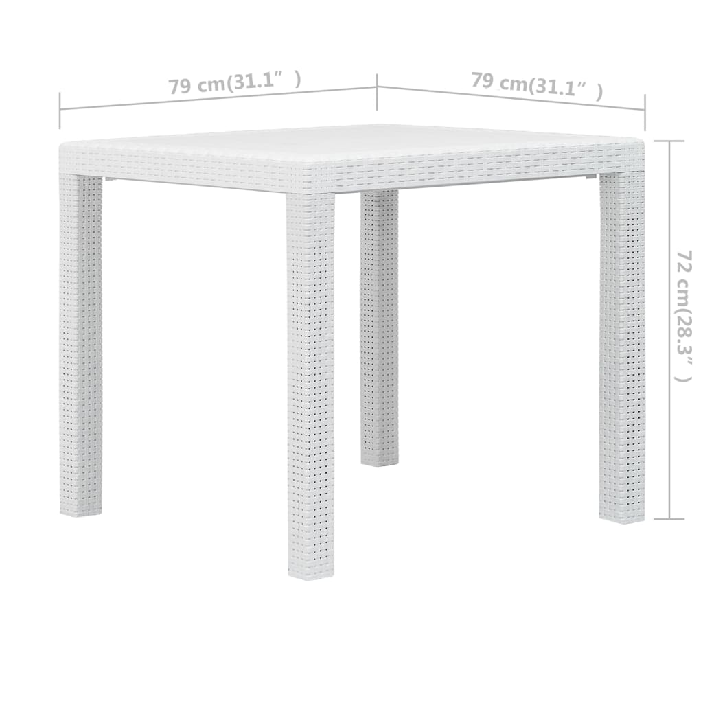 vidaXL 3 Piece Bistro Set Plastic White Rattan Look