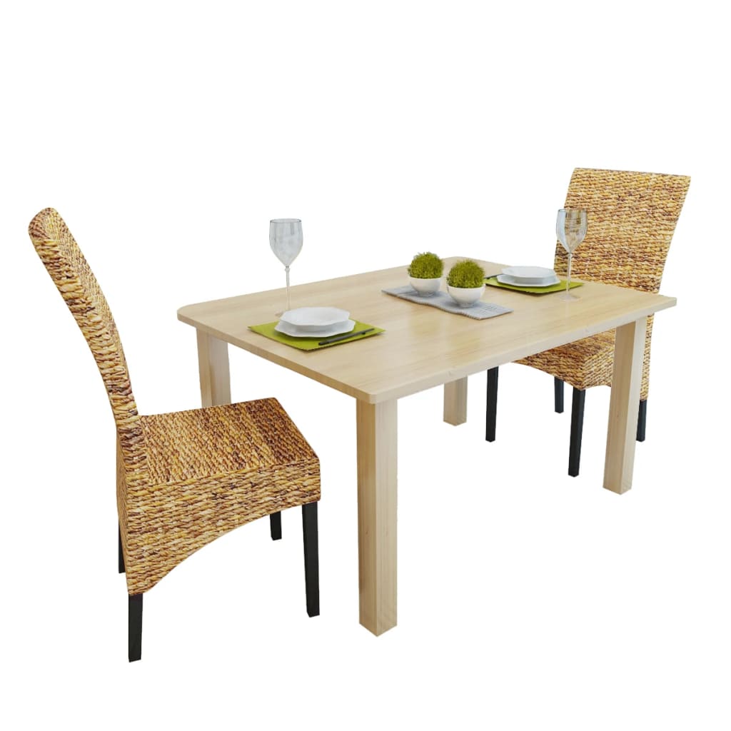 vidaXL Dining Chairs 2 pcs Abaca and Solid Mango Wood