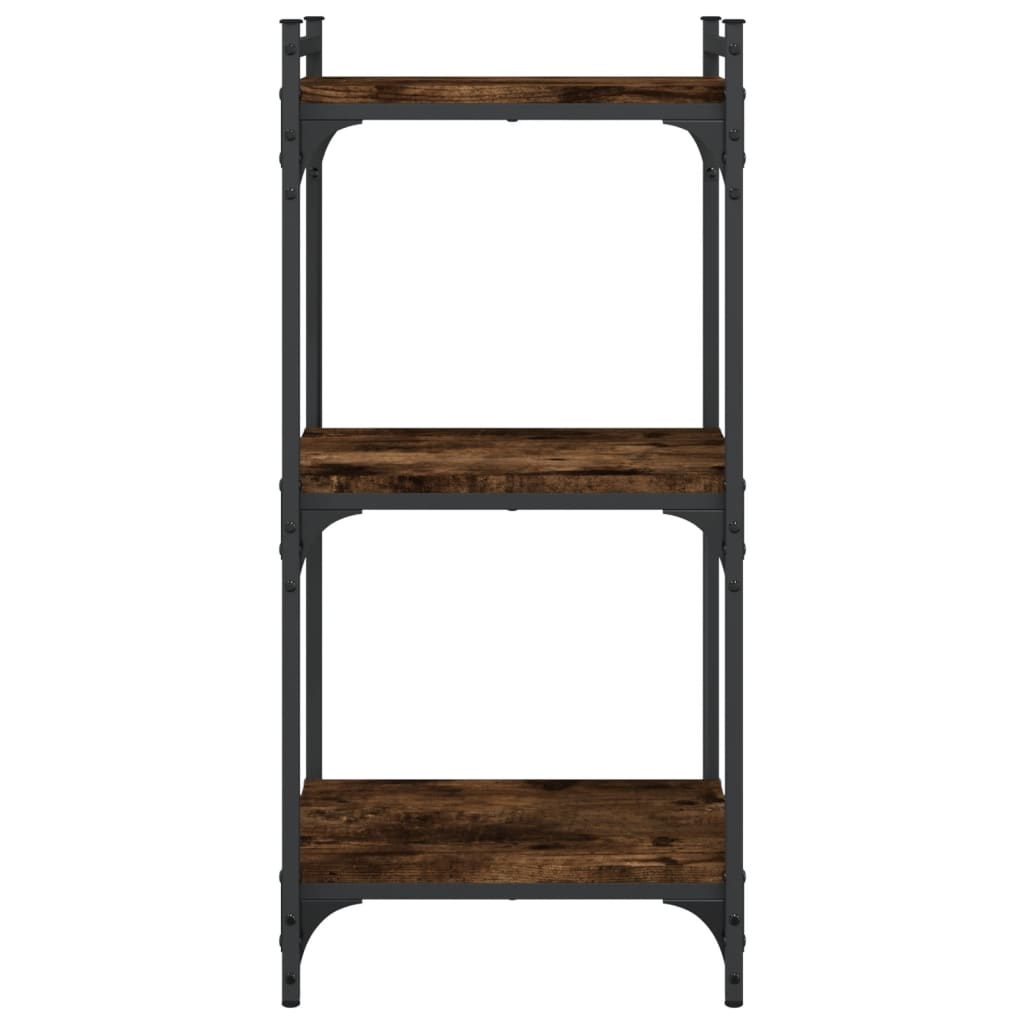 vidaXL Bookcase 3-Tier Smoked Oak 15.7"x11.8"x33.9" Engineered Wood