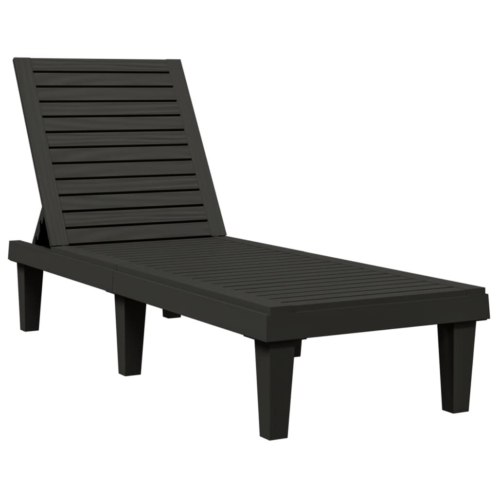 vidaXL Sun Loungers 2 pcs Black 61"x22.8"x32.7" Polypropylene