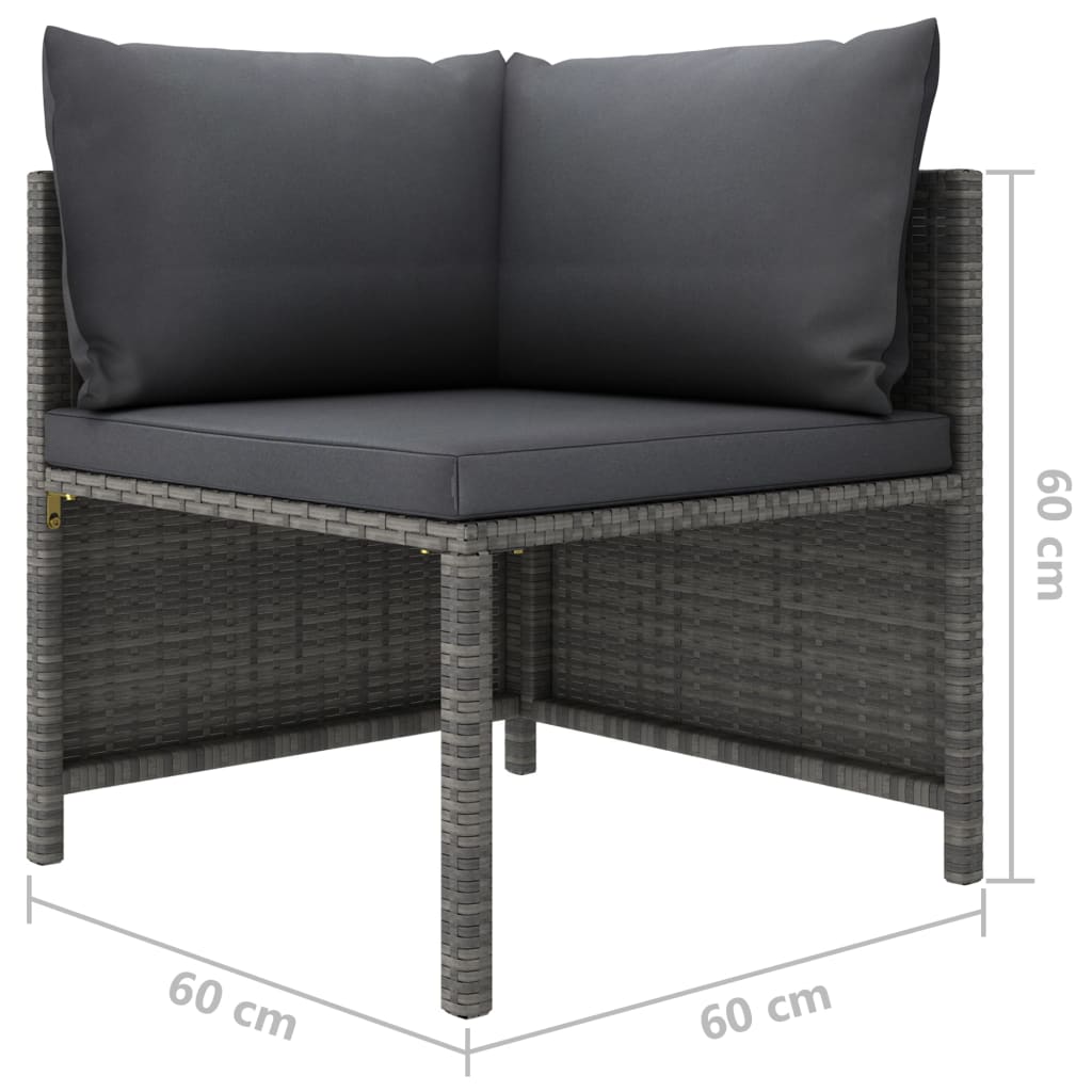 vidaXL 6 Piece Patio Lounge Set with Cushions Poly Rattan Gray