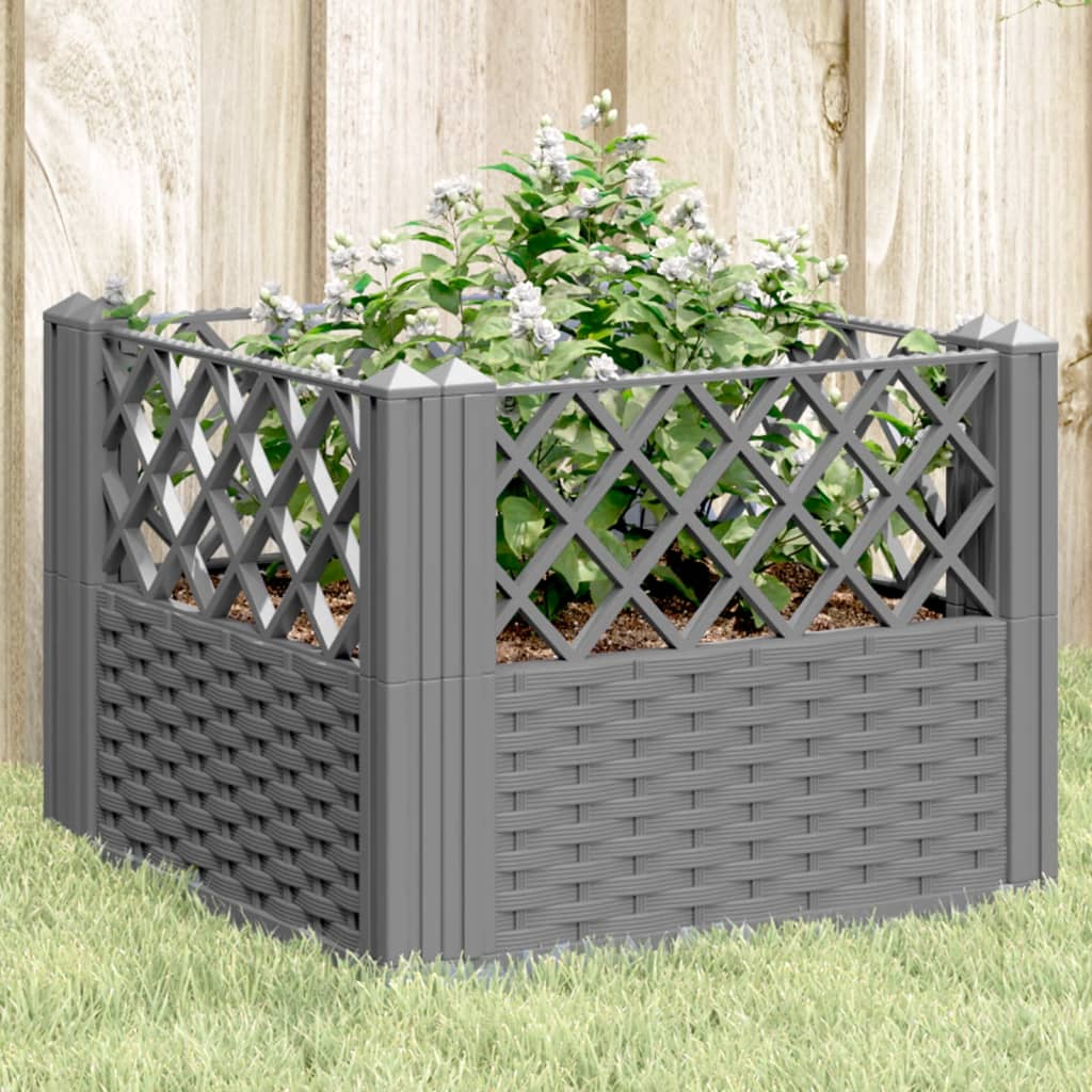 vidaXL Garden Planter with Pegs Light Gray 17.1"x17.1"x17.1" PP