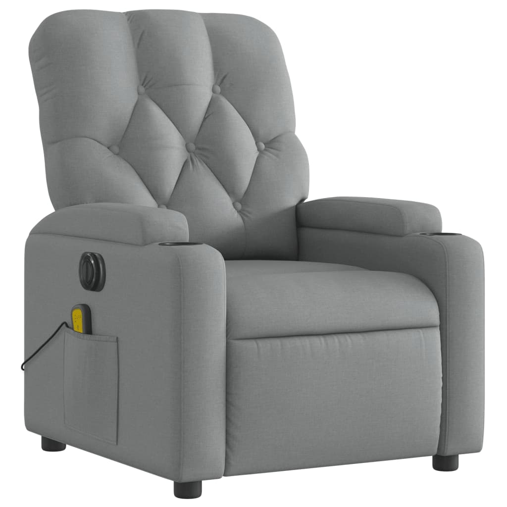 vidaXL Electric Massage Recliner Chair Light Gray Fabric