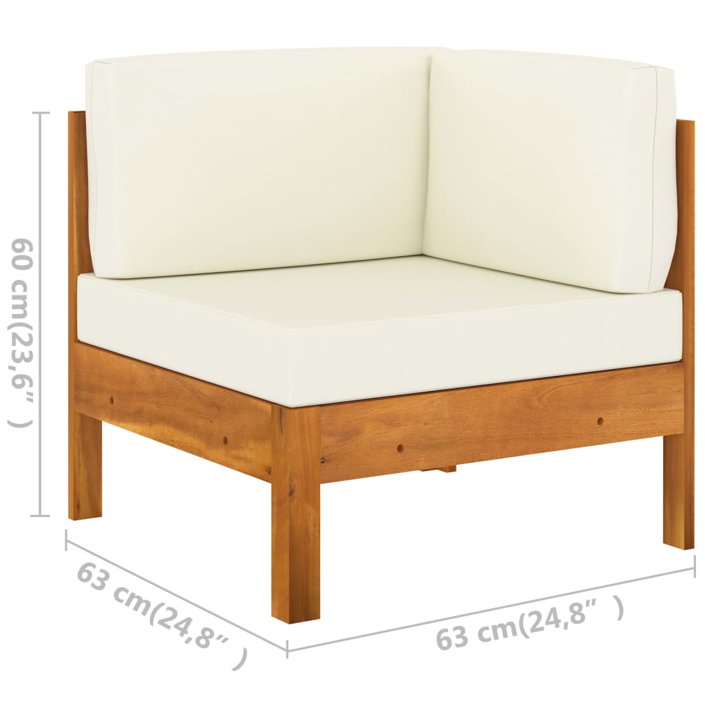 vidaXL 5 Piece Patio Lounge Set with Cream White Cushions Acacia Wood