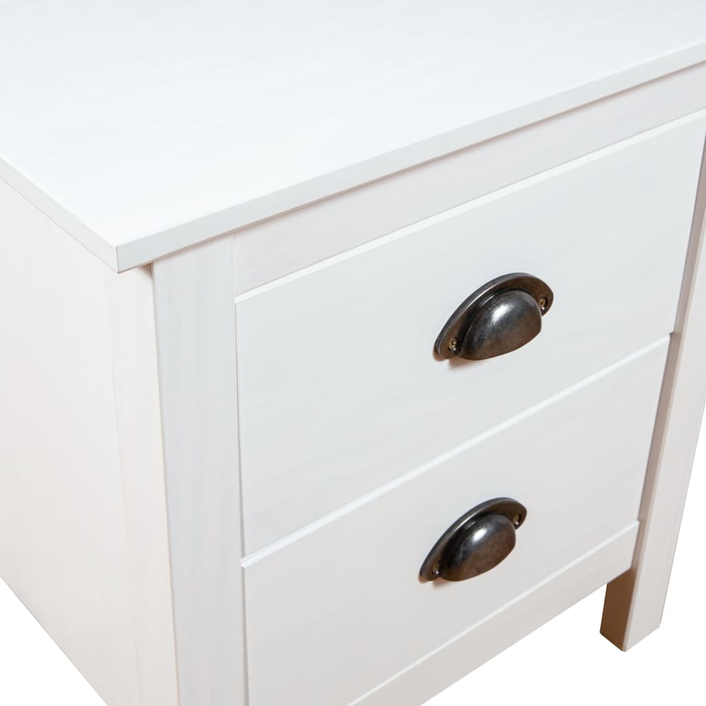 vidaXL Bedside Cabinet Hill White 18.1"x13.8"x19.5" Solid Pine Wood