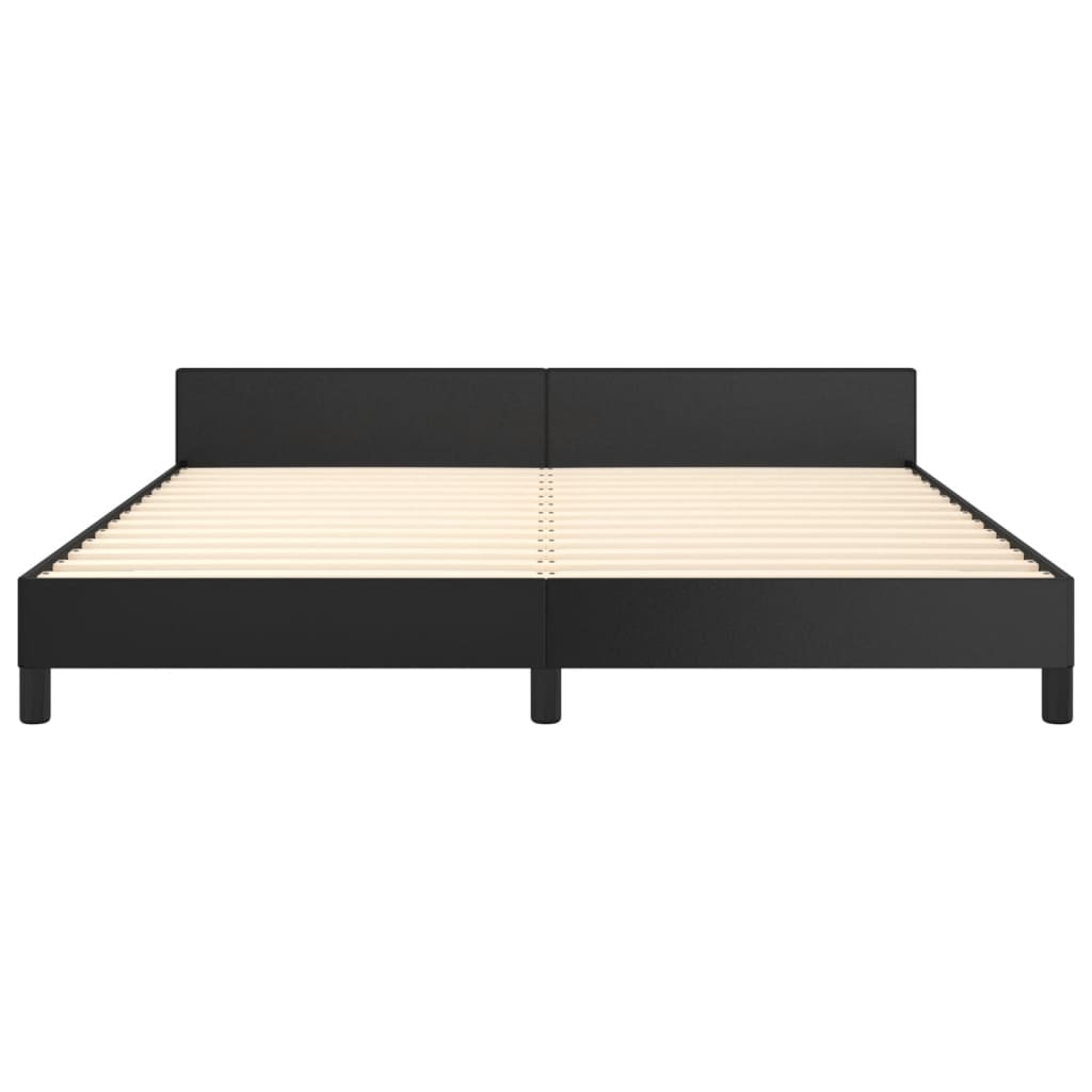 vidaXL Bed Frame with Headboard Black 59.8"x79.9" Queen Faux Leather