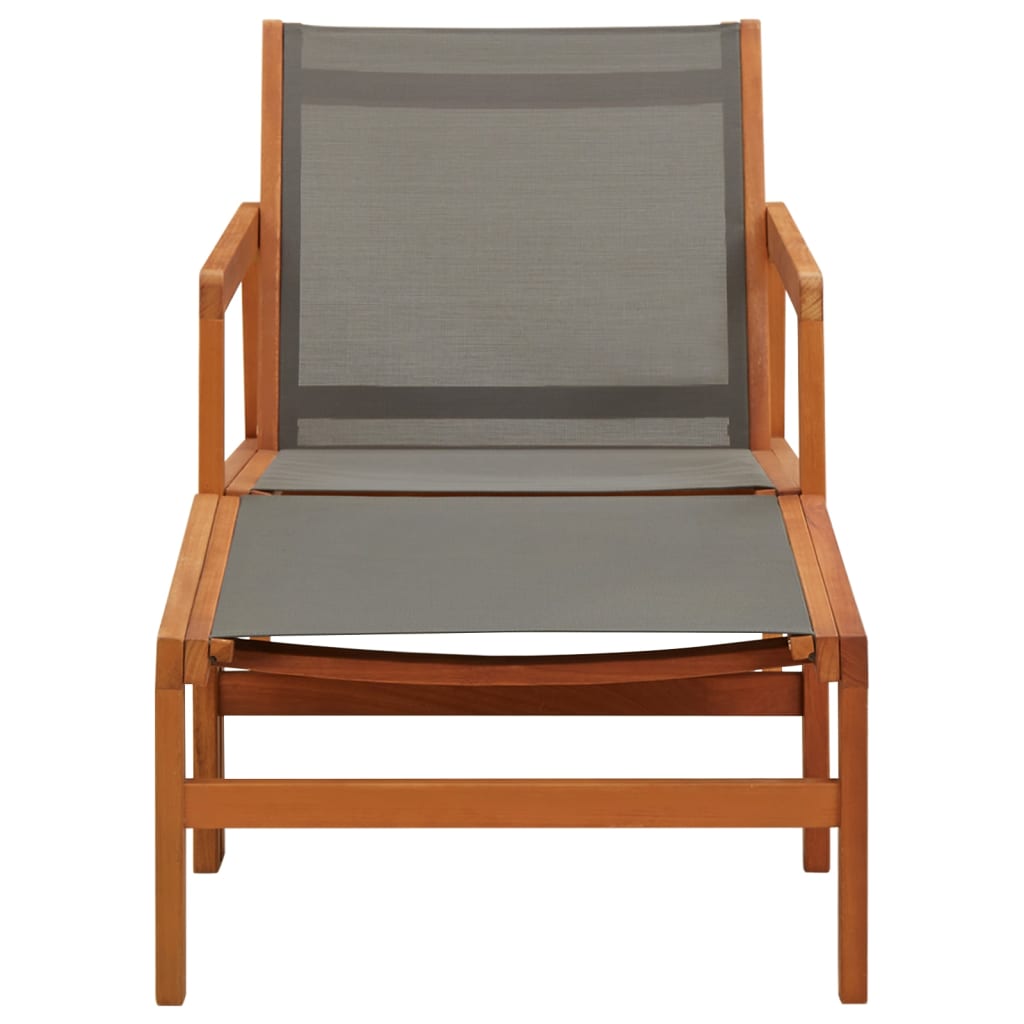 vidaXL Patio Chair with Footrest Solid Eucalyptus Wood&Textilene