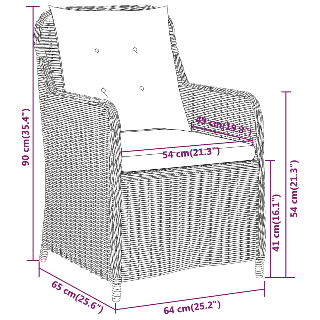 vidaXL 3 Piece Patio Dining Set Brown