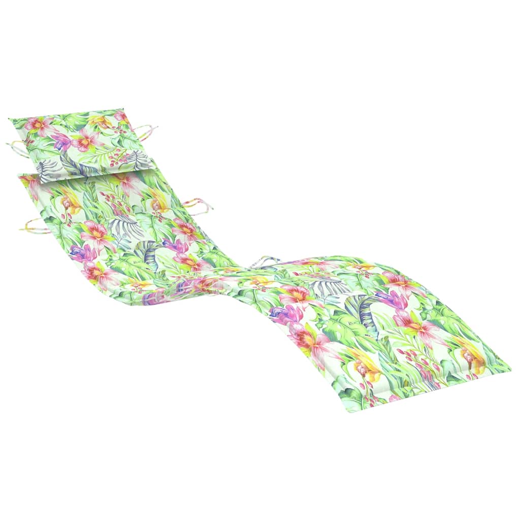 vidaXL Sun Lounger Cushion Leaf Pattern 73.2"x22.8"x1.2" Oxford Fabric