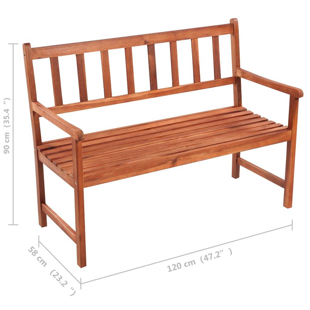 vidaXL Patio Bench with Cushion 47.2" Solid Acacia Wood