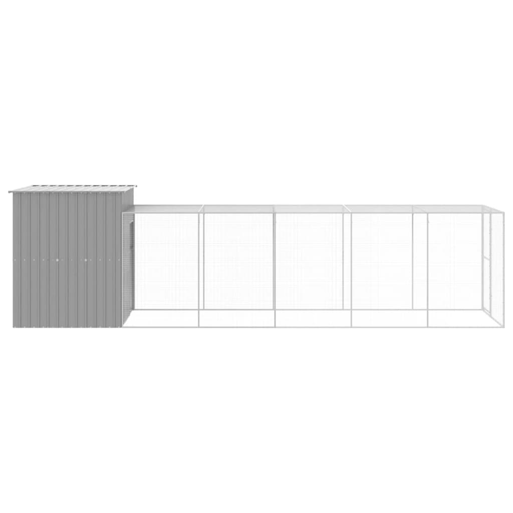 vidaXL Chicken Cage with Run Light Gray 65"x259.4"x71.3" Galvanized Steel