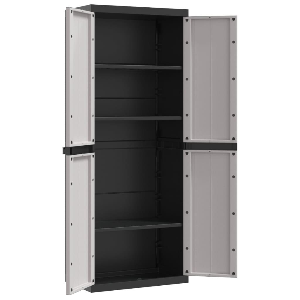 vidaXL Outdoor Storage Cabinet Gray and Black 25.6"x14.6"x65" PP