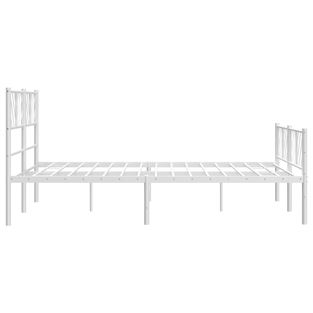 vidaXL Metal Bed Frame without Mattress with Footboard White 53.1"x74.8"