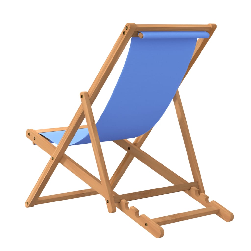 vidaXL Deck Chair Teak 22.1"x41.3"x37.8" Blue