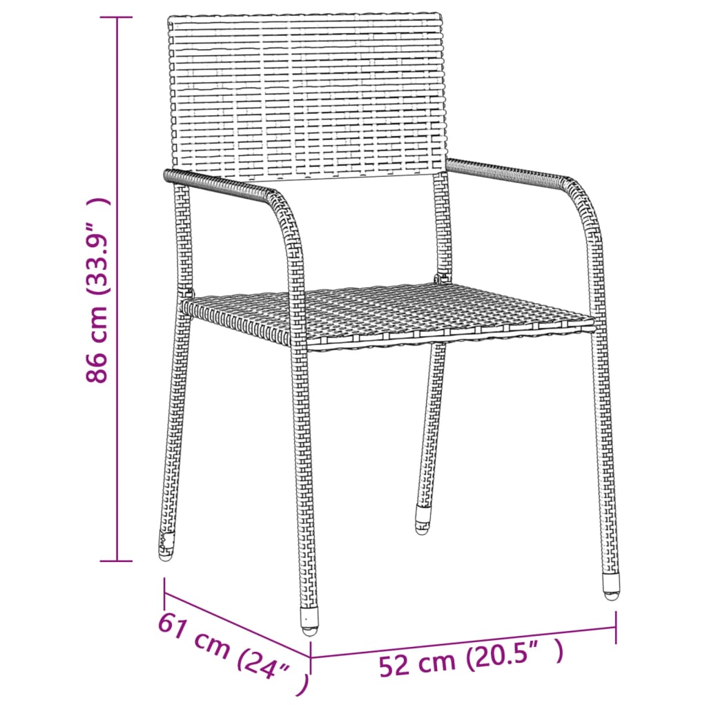 vidaXL 3 Piece Patio Dining Set Poly Rattan Gray