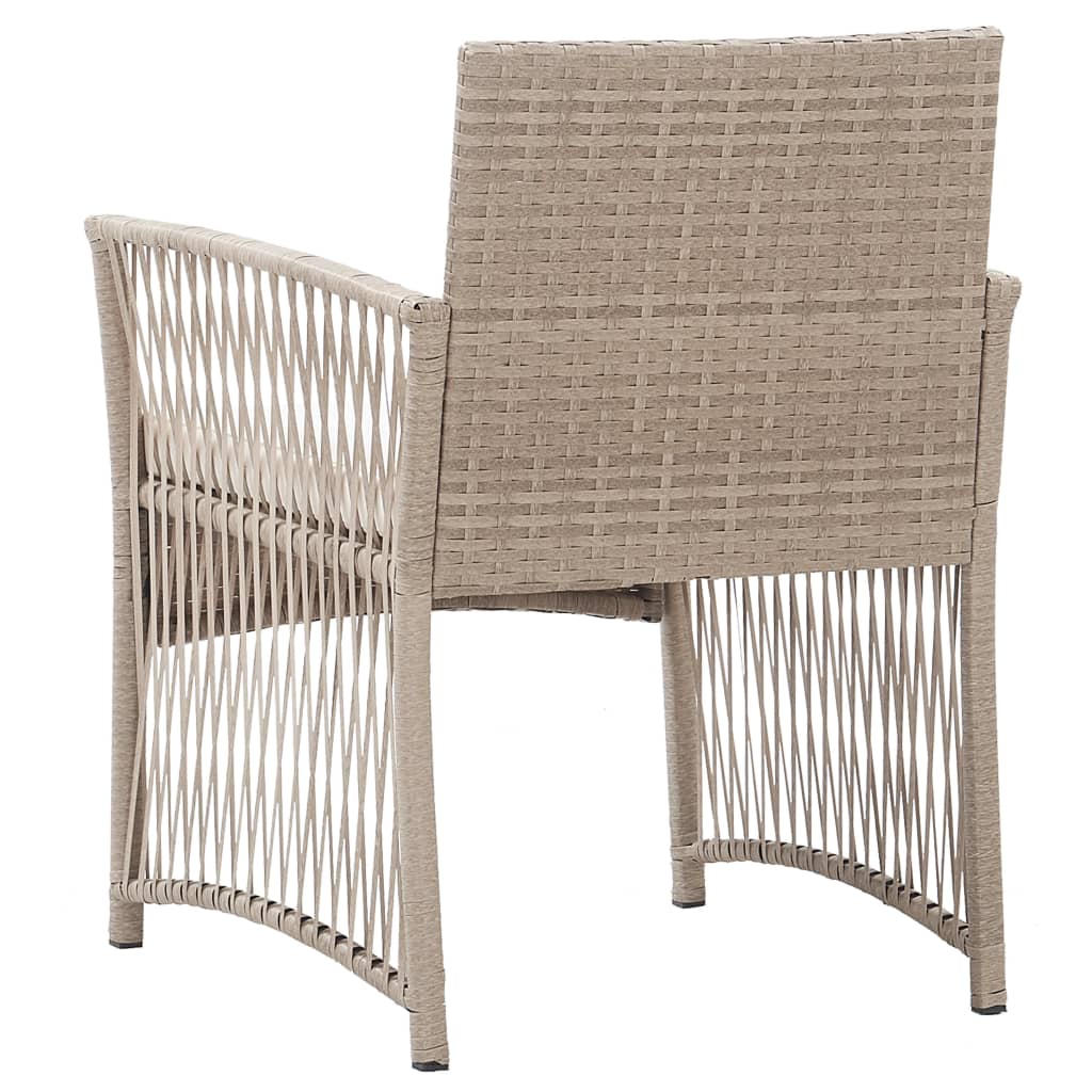 vidaXL Patio Armchairs with Cushions 2 pcs Beige Poly Rattan