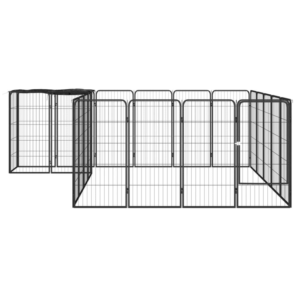 vidaXL 22-Panel Dog Playpen Black 19.7"x39.4" Powder-coated Steel