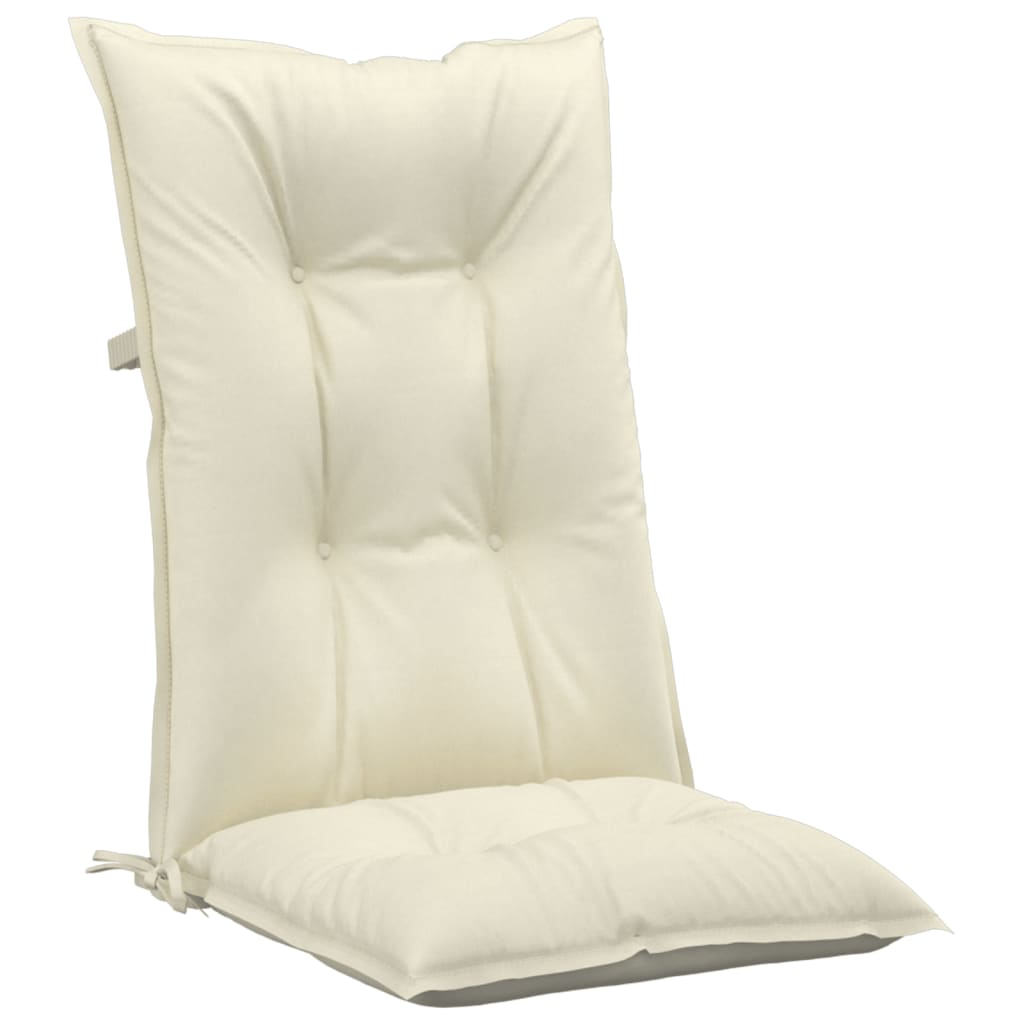 vidaXL Garden Highback Chair Cushions 2 pcs Cream 47.2"x19.7"x2.8" Fabric