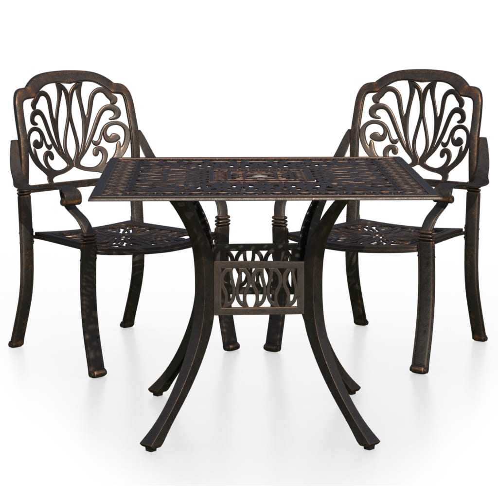 vidaXL 3 Piece Bistro Set Cast Aluminum Bronze