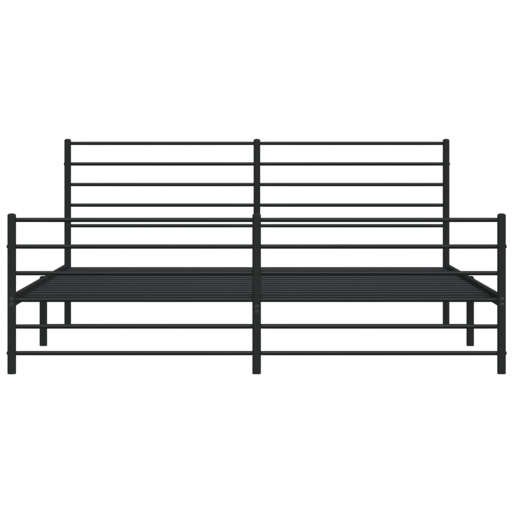 vidaXL Metal Bed Frame without Mattress with Footboard Black 76"x79.9"