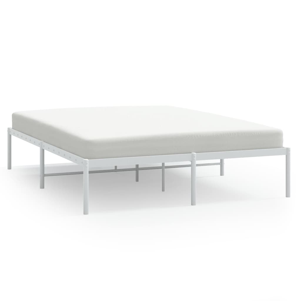 vidaXL Metal Bed Frame without Mattress White 59.1"x78.7"