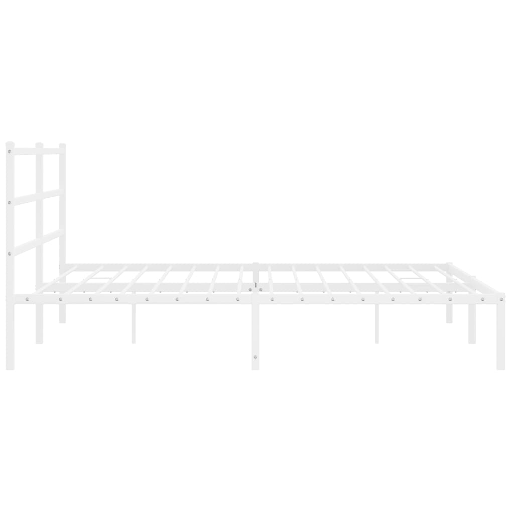 vidaXL Metal Bed Frame without Mattress with Headboard White 76"x79.9"