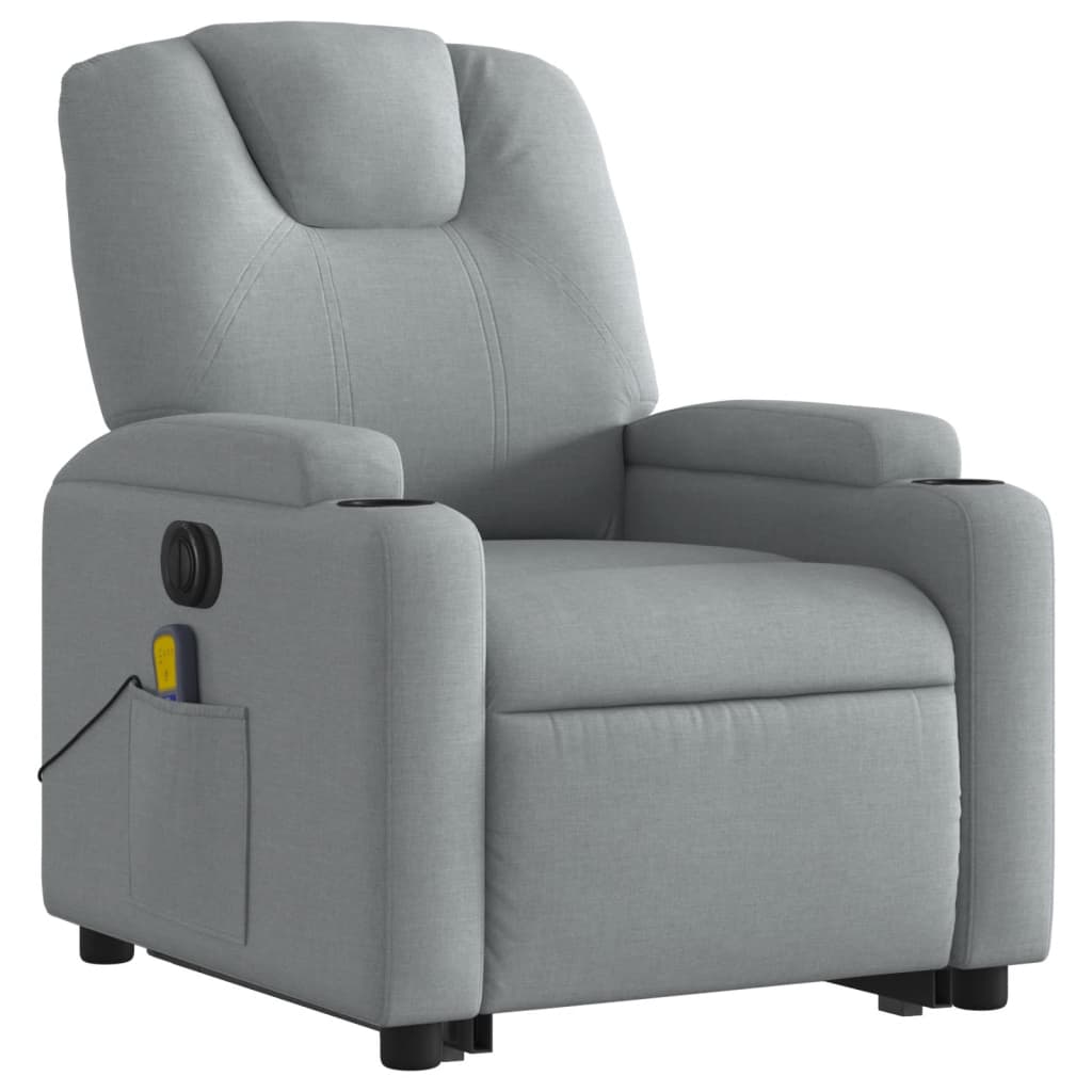 vidaXL Electric Stand up Massage Recliner Chair Light Gray Fabric