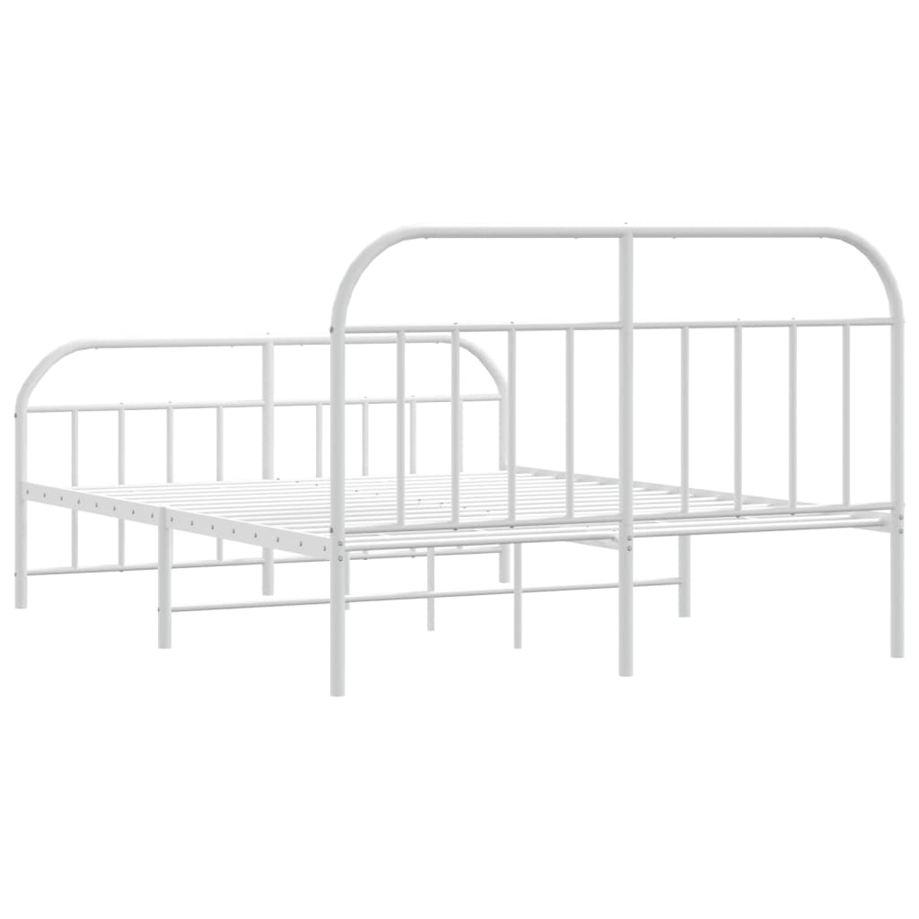 vidaXL Metal Bed Frame with Headboard&Footboard White 72"x83.9" California King