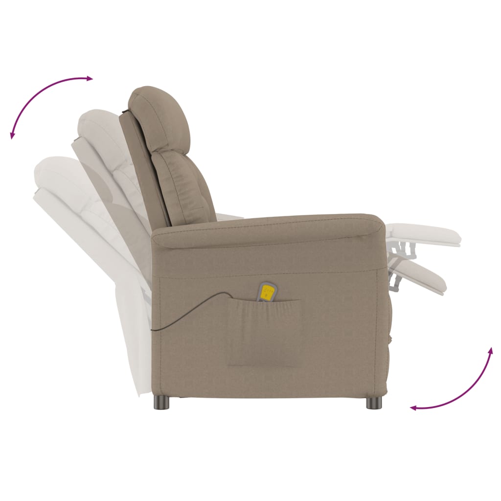 vidaXL Massage Recliner Taupe Faux Suede Leather