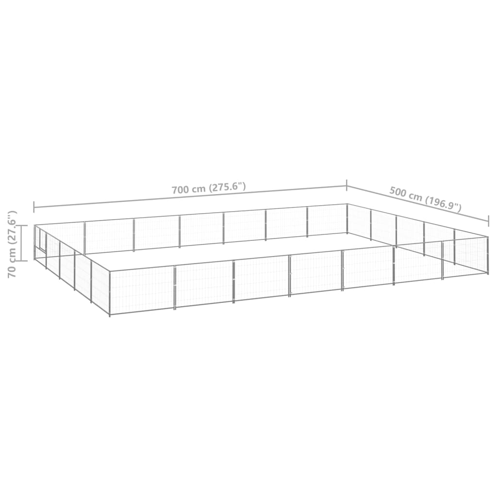 vidaXL Dog Kennel Silver 376.7 ft² Steel