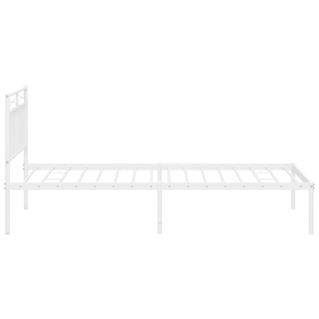 vidaXL Metal Bed Frame without Mattress with Headboard White 39.4"x78.7"