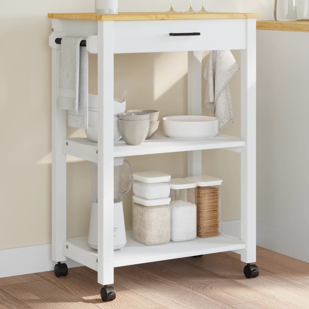 vidaXL Kitchen Trolley MONZA 23.6"x15.7"x35.4" Solid Wood Pine