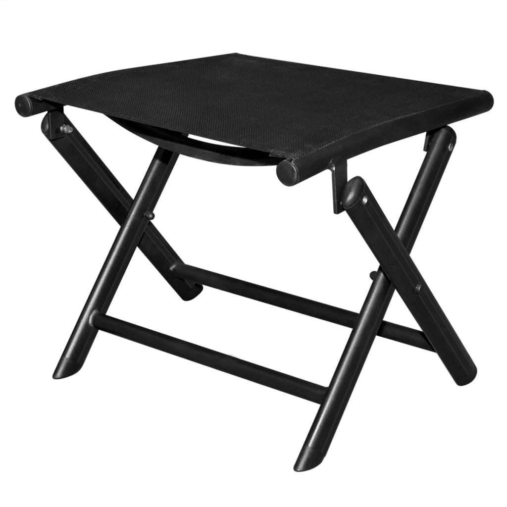 vidaXL Folding Footstool Black Aluminum and Textilene