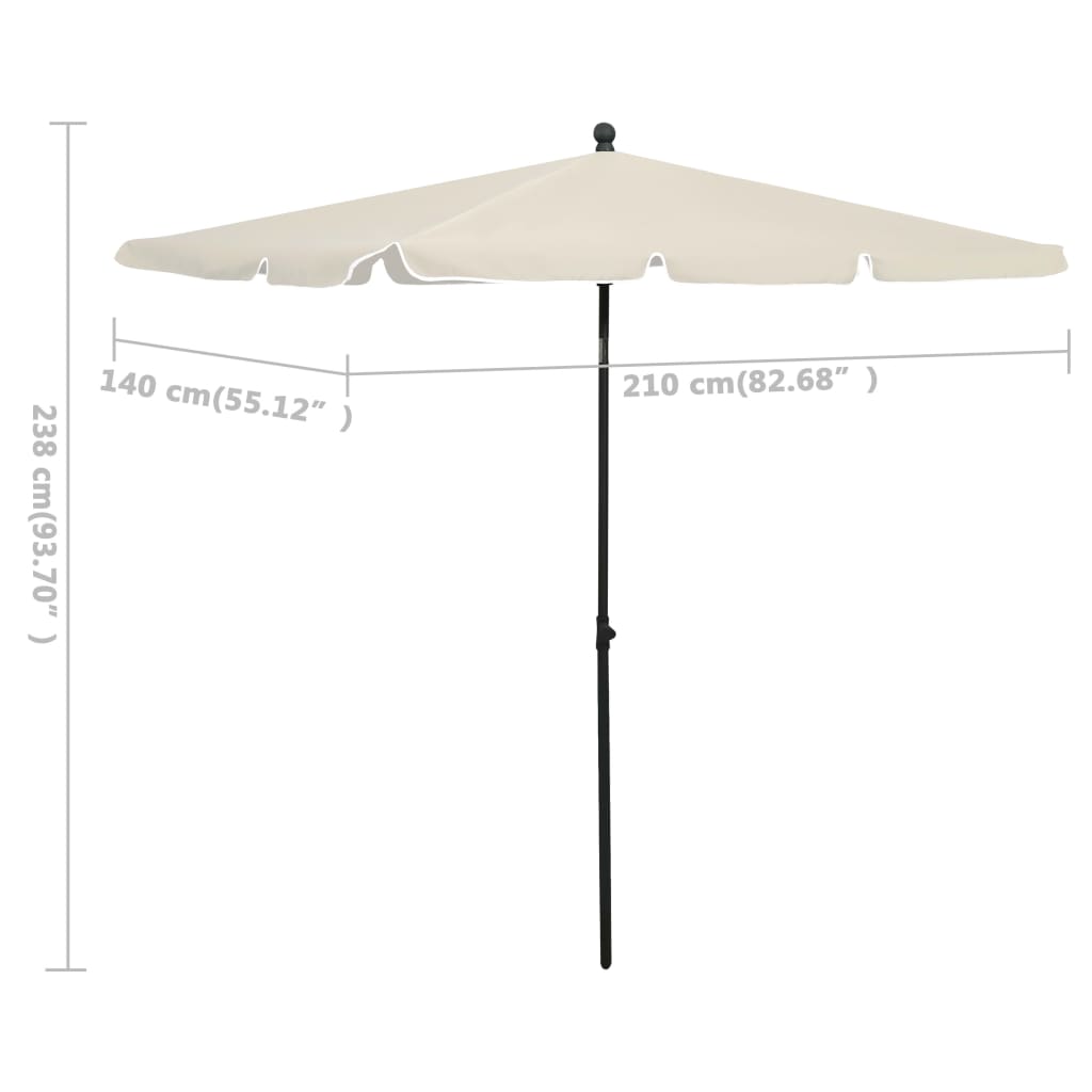 vidaXL Garden Parasol with Pole 82.7"x55.1" Sand