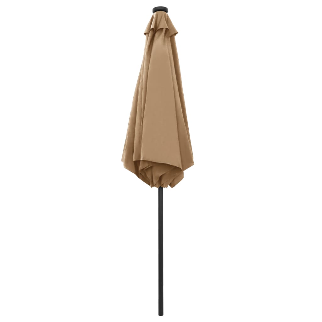 vidaXL Garden Parasol with LED Lights and Aluminum Pole 106.3" Taupe