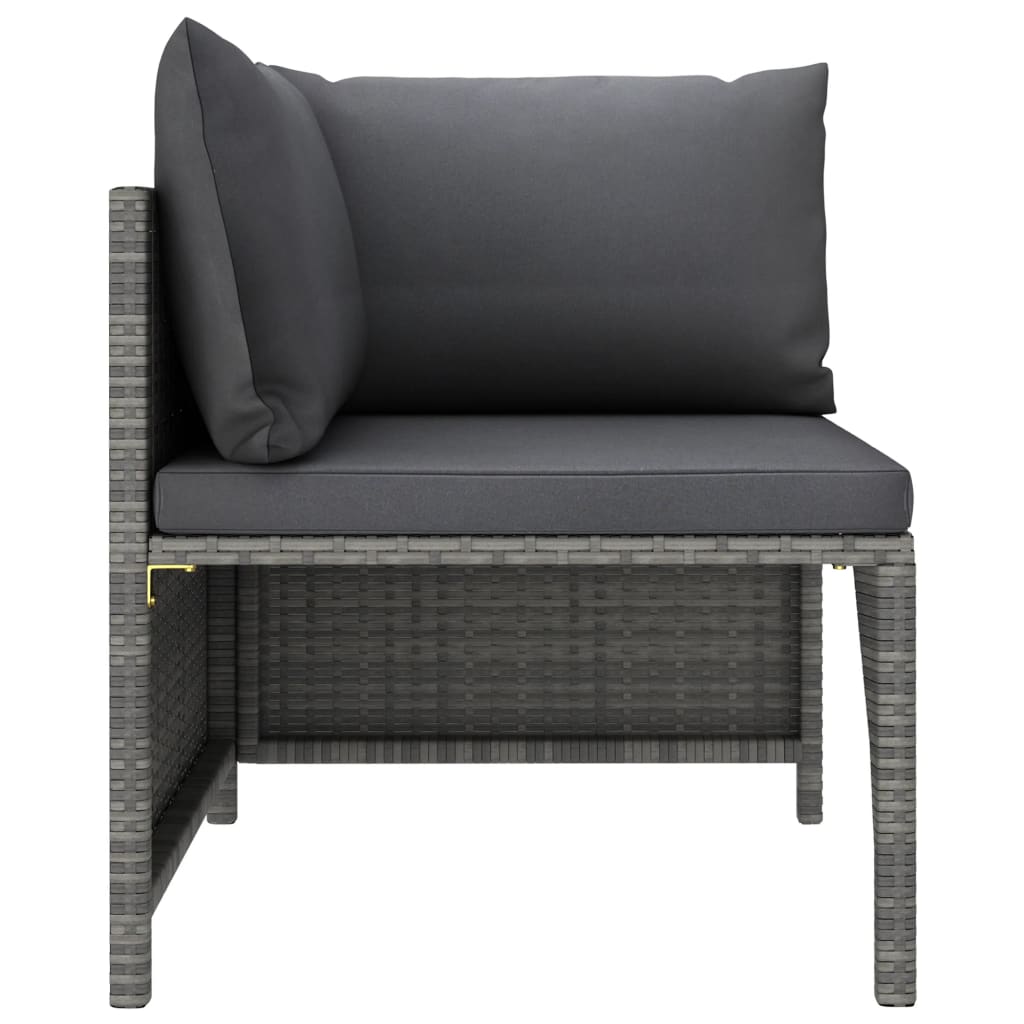 vidaXL 7 Piece Patio Lounge Set with Cushions Poly Rattan Gray