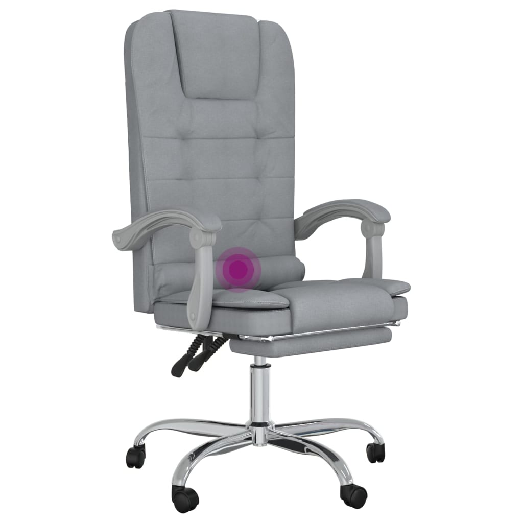 vidaXL Massage Reclining Office Chair Light Gray Fabric